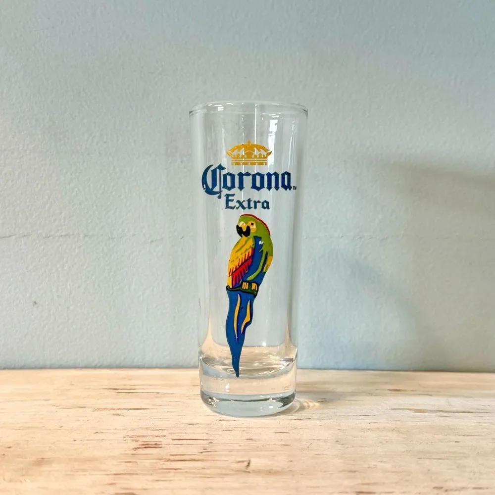 Corona Extra 4 Inch Shot Glass | Parrot Souvenir Collectible Barware